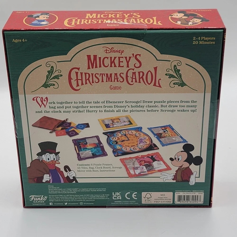 Disney Mickey's Christmas Carol Holiday Game by Funko 2-4 players ages 4+ NEW!‎